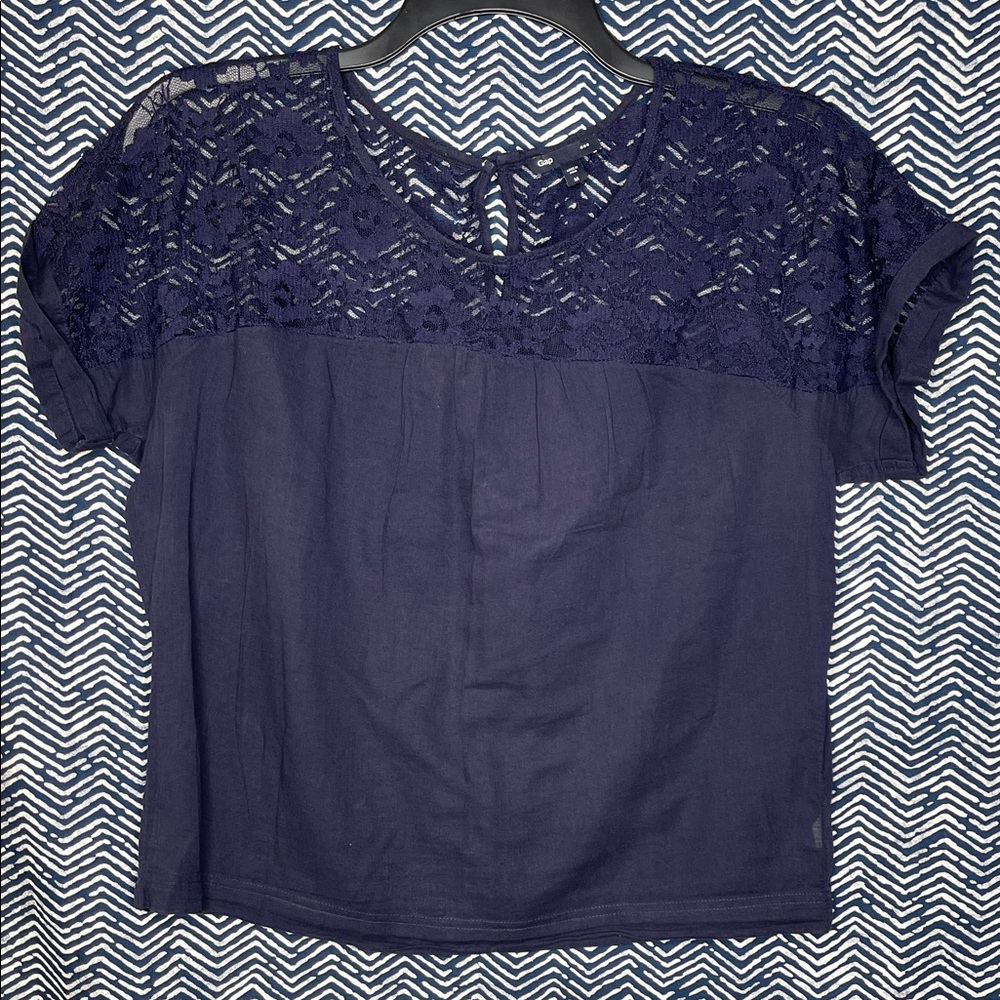 GAP Navy Lace Women's Blouse 100% Cotton